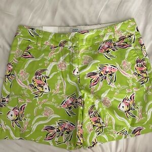 Crown & Ivy Shorts Green Pink White Fish Size 4 New With Tags